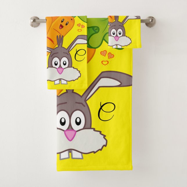 Carrots Rabbit Wash Hands Bathroom Towel Sets (Insitu)