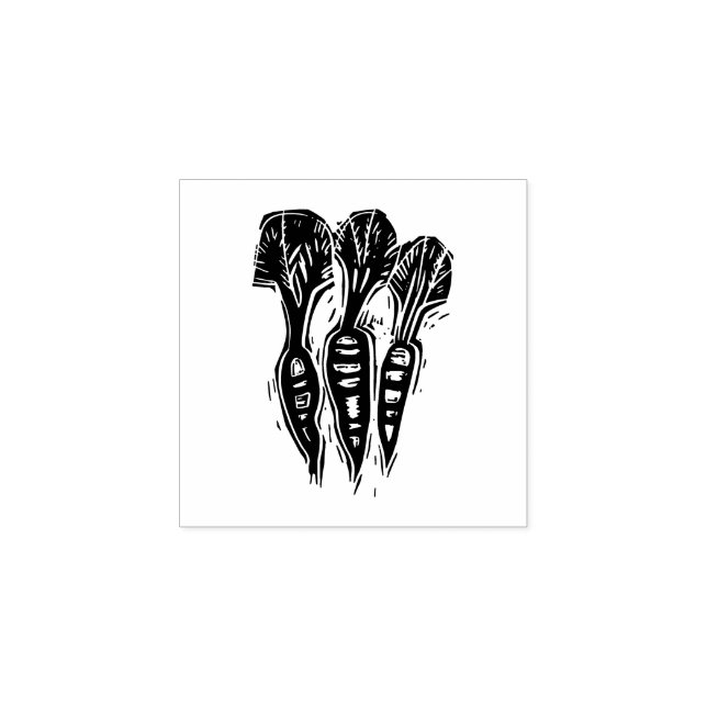 Carrots Vegetarian Menu Choice Rustic Linocut  Rubber Stamp (Imprint)