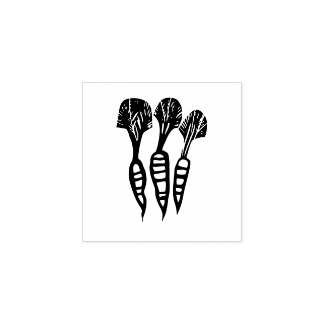 Carrots Vegetarian Vegan Menu Choice Linocut  Rubber Stamp (Imprint)