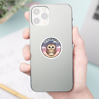 Carry Kind Energy Cute Owl Sticker | Aesthetic