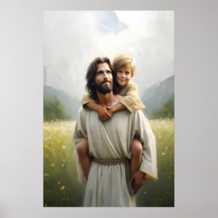 Carry Me Jesus and Child Jesus and Kids Christian Poster