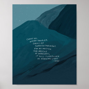 Carry On - Inspirational Quote and Blue Mountain Poster
