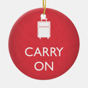 CARRY ON - Luggage - Funny Red Ceramic Tree Decoration