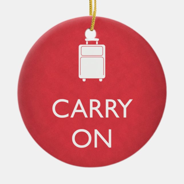 CARRY ON - Luggage - Funny Red Ceramic Tree Decoration (Front)