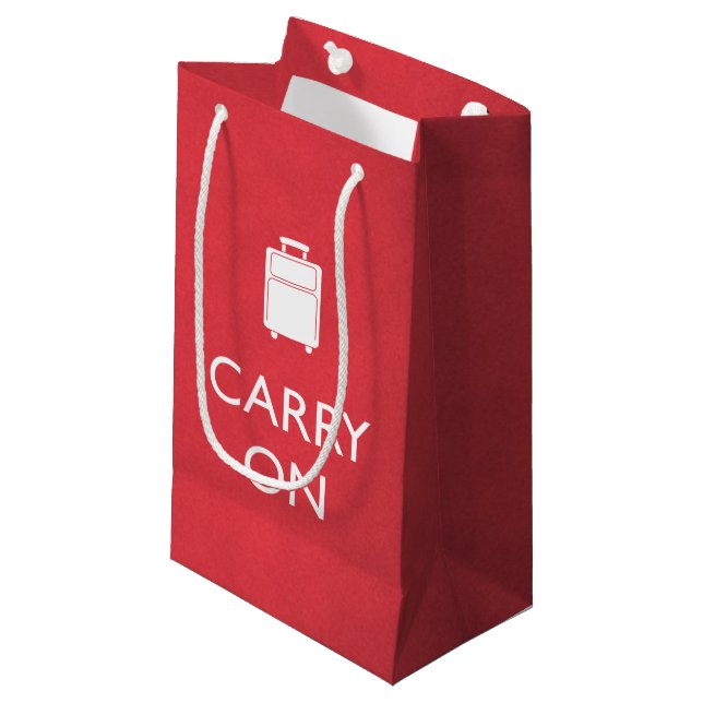 CARRY ON - Luggage - Funny Red Small Gift Bag (Front Angled)