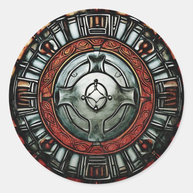Carry the spirit of the Vikings within your shield Classic Round Sticker (Front)