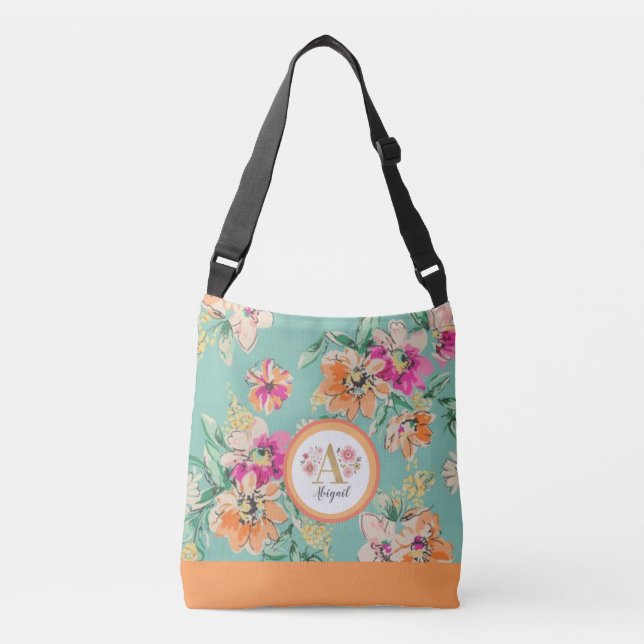 Carry Your Name in Flowers: Floral Tote with Monog (Front)
