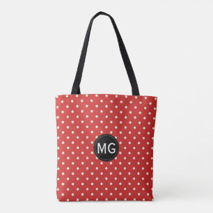 Carry Your Style with a Monogram Red White Dots Tote Bag