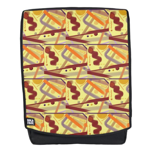 Carryall Lilac Orange Burgundy Cream Tan Art Deco Backpack (Front)