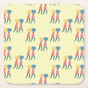 Carrying A Pill Pattern Square Paper Coaster