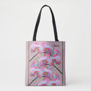 Carrying Bag Large with Digitally Glowing Orchids