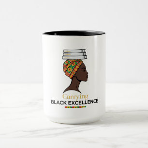 Carrying Black Excellence - Kente Headwrap Books Mug
