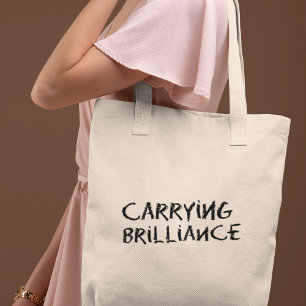 Carrying Brilliance Stylish Minimal Black & White Tote Bag