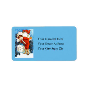 Carrying Christmas Packages Vintage Address Label