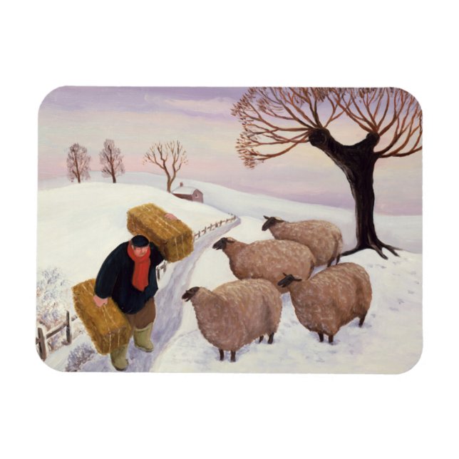 Carrying Hay to the Sheep in Winter Magnet (Horizontal)