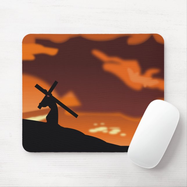 Carrying the Cross Mouse Mat (With Mouse)