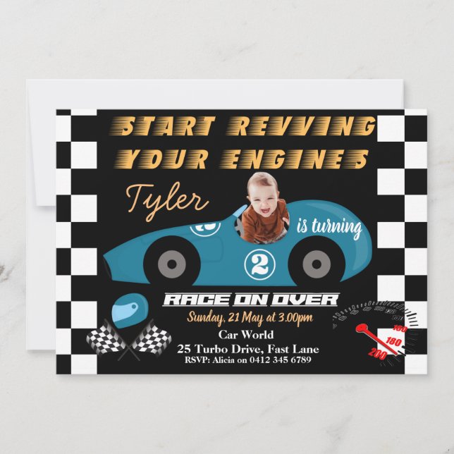 Cars 2nd Birthday Boys invitation (Front)