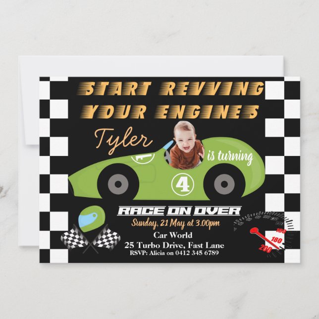 Cars 4th Birthday Boys invitation (Front)