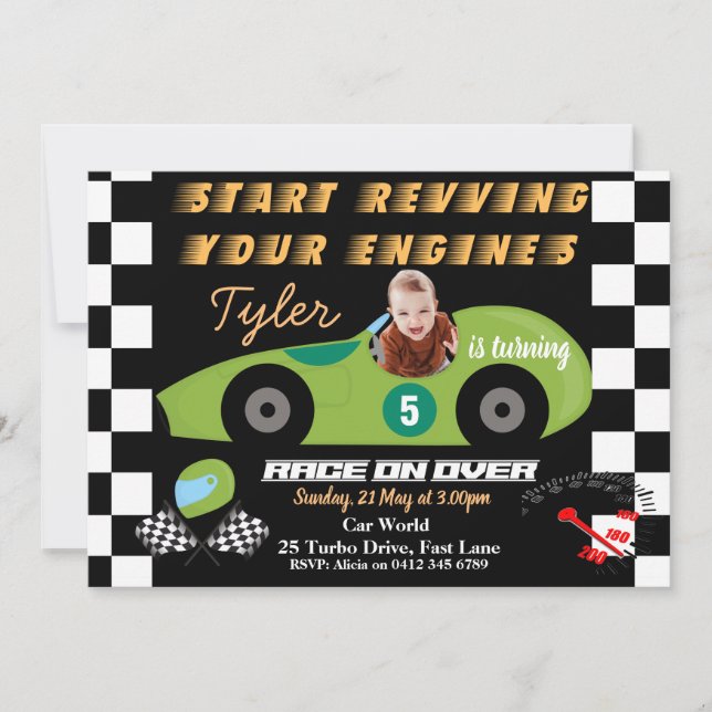 Cars 5th Birthday Boys invitation (Front)