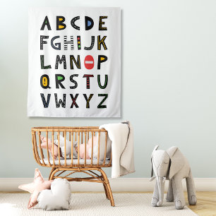 Cars Alphabet Nursery Kids Room  Tapestry