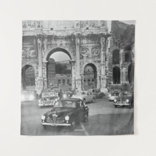 Cars and ancient monuments Rome Italyvintage, ital Tapestry