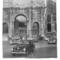 Cars and ancient monuments Rome Italyvintage