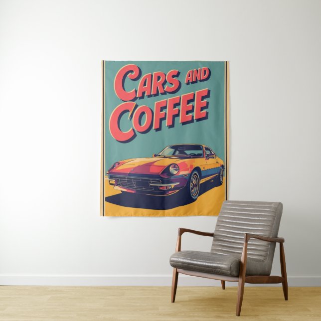 cars and coffee tapestry (In Situ)