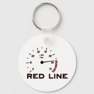 Cars and Driving - Red Line with Tachometer Key Ring