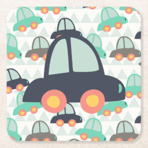 Cars and More Cars Square Paper Coaster