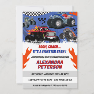 Cars and trucks baby pregnancy Boom Crash Invitation
