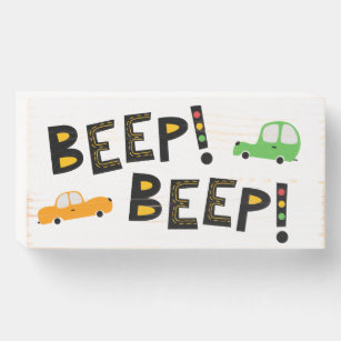 Cars and Trucks Beep Beep  Wooden Box Sign