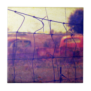 Cars and Trucks Rusting Away Tile