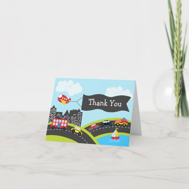 Cars and Trucks Thank You Card (Front)