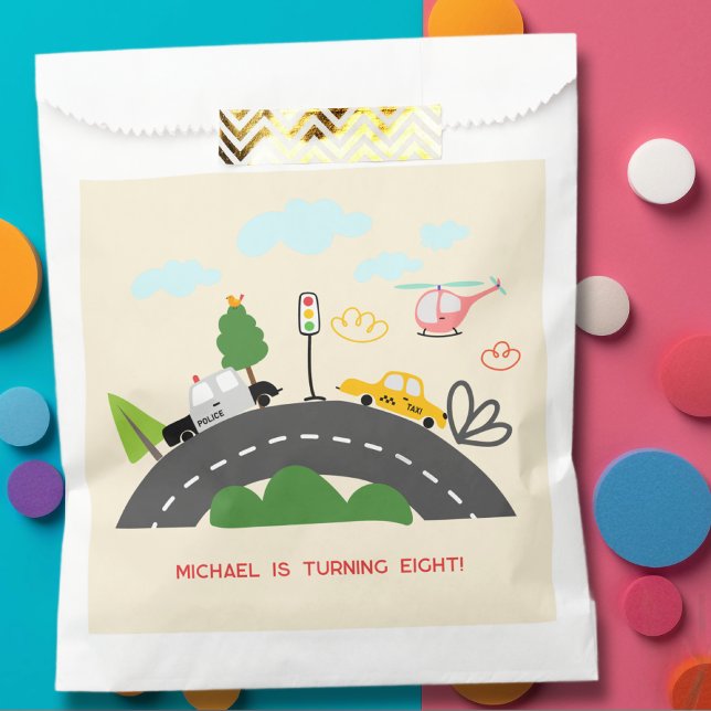 Cars and vehicles on the road boy birthday favour bags (Creator Uploaded)