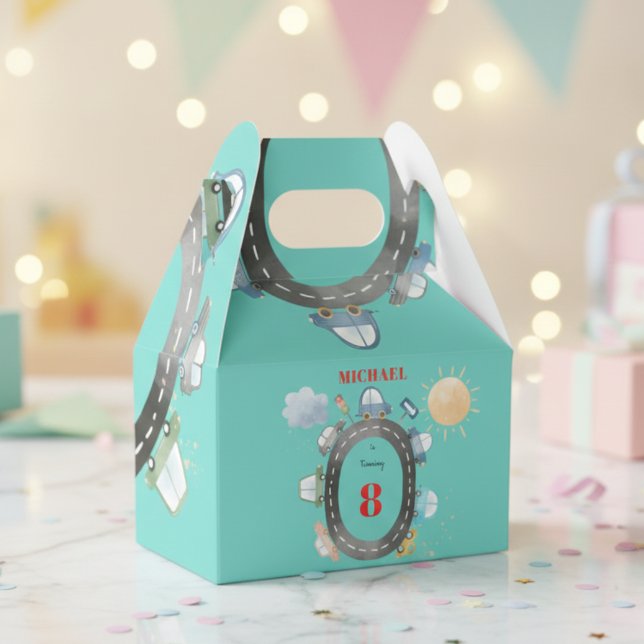 Cars and vehicles on the road boy birthday favour box (Creator Uploaded)