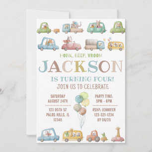Cars birthday invitation Transportation truck card