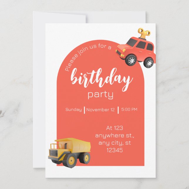 Cars birthday party invitation (Front)