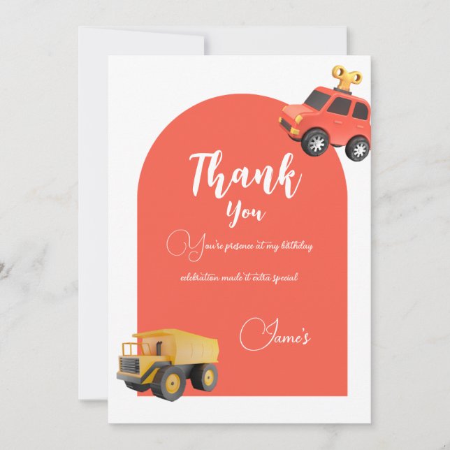 Cars birthday party thank you card (Front)