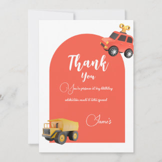 Cars birthday party thank you card