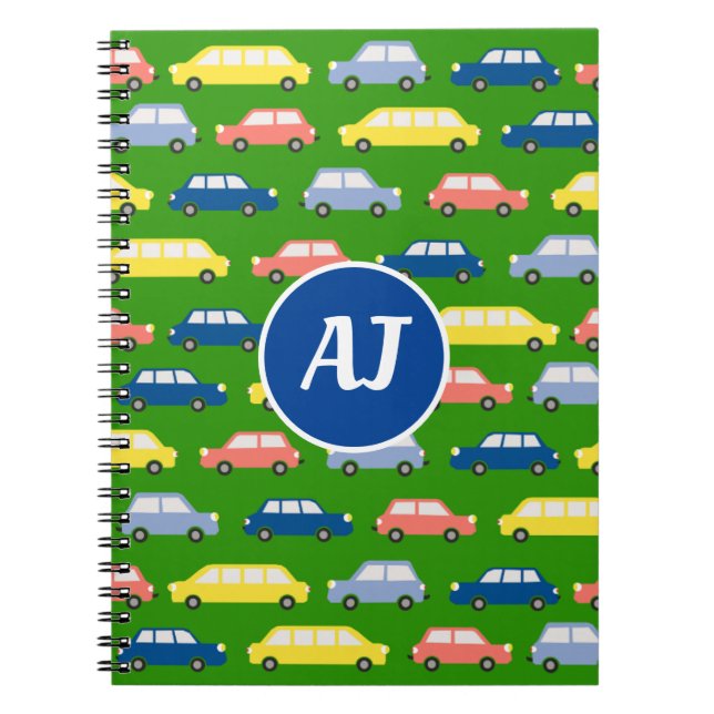 Cars Cartoon Initials Notebook (Front)