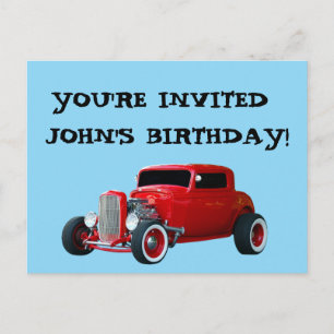 CARS CLASSIC CAR BIRTHDAY INVITATON INVITATION POSTCARD
