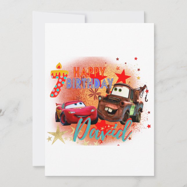  Cars Custom Birthday Card (Front)