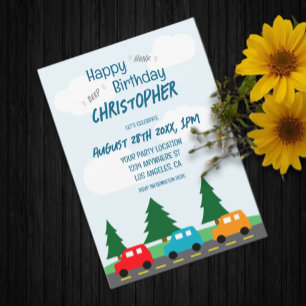 Cars Kids Boy Birthday Invitation