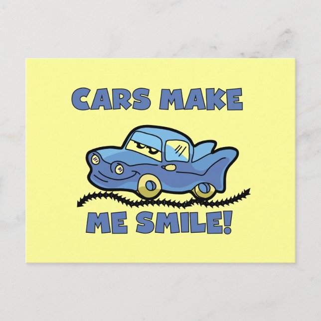 Cars Make Me Smile T-shirts and Gifts Postcard (Front)