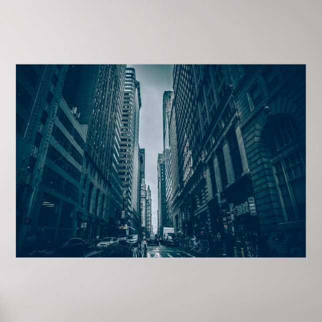 CARS OF ROAD BETWEEN BUILDINGS ON VIGNETTE PHOTOGR POSTER (Front)