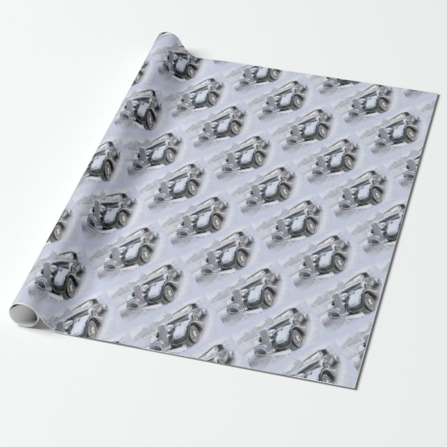 Cars Old Cars Vintage Cars Wrapping Paper (Unrolled)