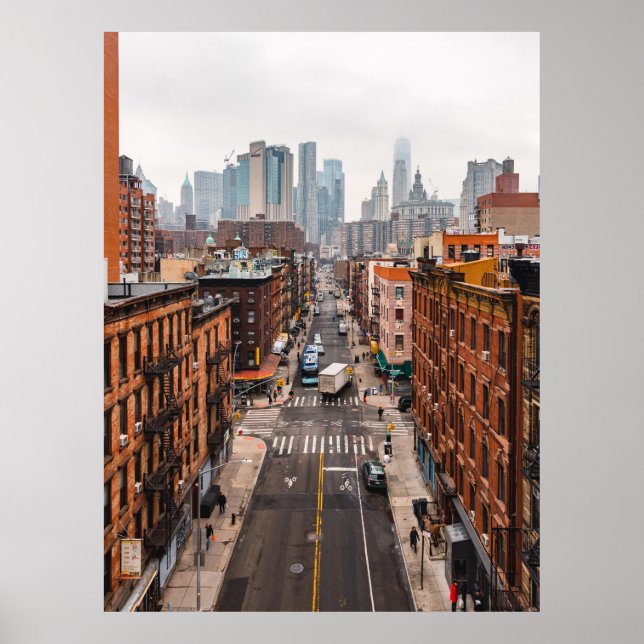 CARS ON ROAD BETWEEN HIGH RISE BUILDINGS DURING DA POSTER (Front)