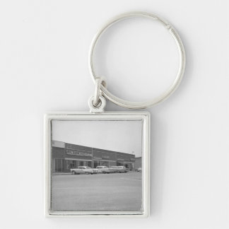 Cars on shopping centre parking B&W Key Ring