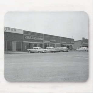 Cars on shopping centre parking B&W Mouse Mat