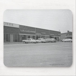 Cars on shopping centre parking B&W Mouse Mat
